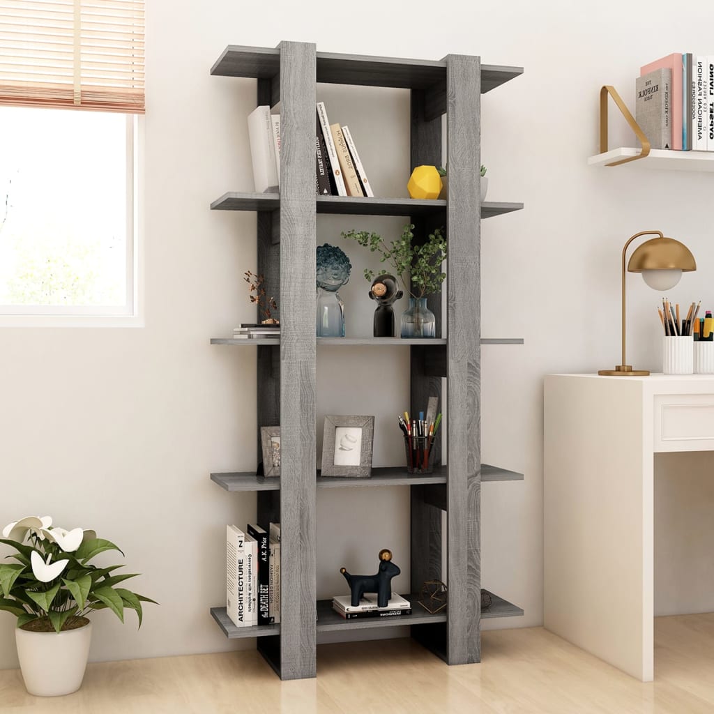 vidaXL Bibliotecă/Separator cameră, gri sonoma, 80x30x160 cm, PAL
