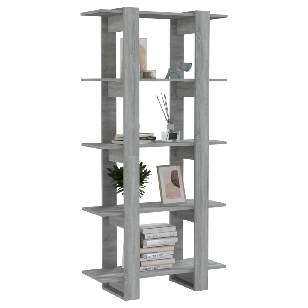 vidaXL Bibliotecă/Separator cameră, gri sonoma, 80x30x160 cm, PAL