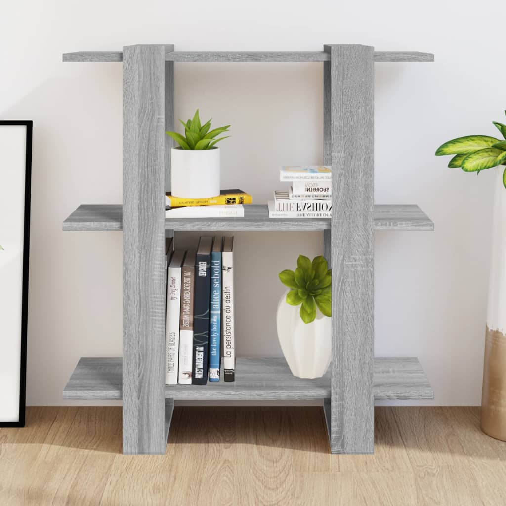 vidaXL Bibliotecă/Separator cameră, gri sonoma, 80x30x87 cm vidaXL Bibliotecă/Separator cameră, gri sonoma, 80x30x87 cm