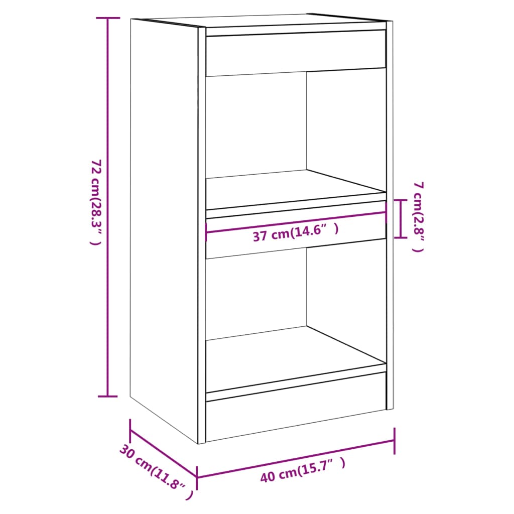 vidaXL Bibliotecă/Separator cameră, stejar fumuriu, 40x30x72 cm vidaXL Bibliotecă/Separator cameră, stejar fumuriu, 40x30x72 cm