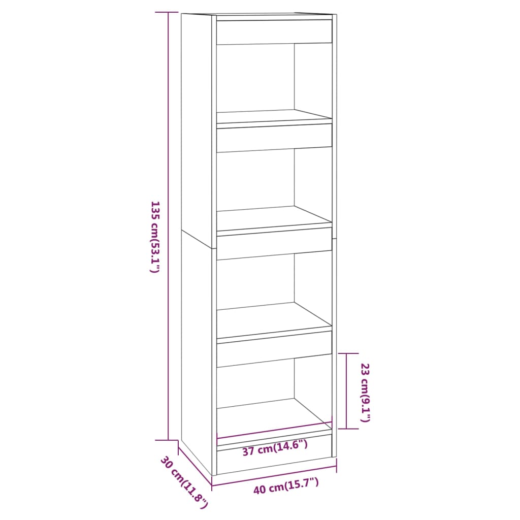 vidaXL Bibliotecă/Separator de cameră, stejar afumat, 40x30x135 cm vidaXL Bibliotecă/Separator de cameră, stejar afumat, 40x30x135 cm