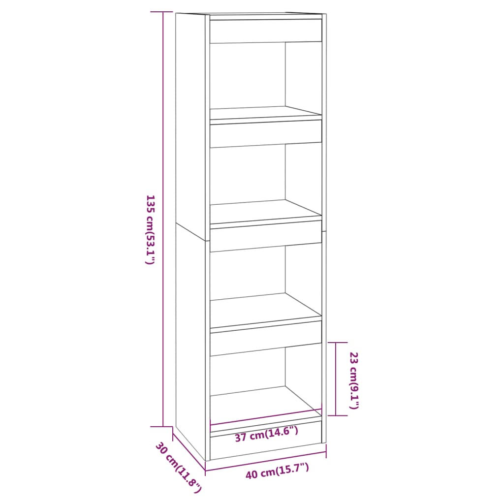 vidaXL Bibliotecă/Separator de cameră, stejar afumat, 40x30x135 cm vidaXL Bibliotecă/Separator de cameră, stejar afumat, 40x30x135 cm