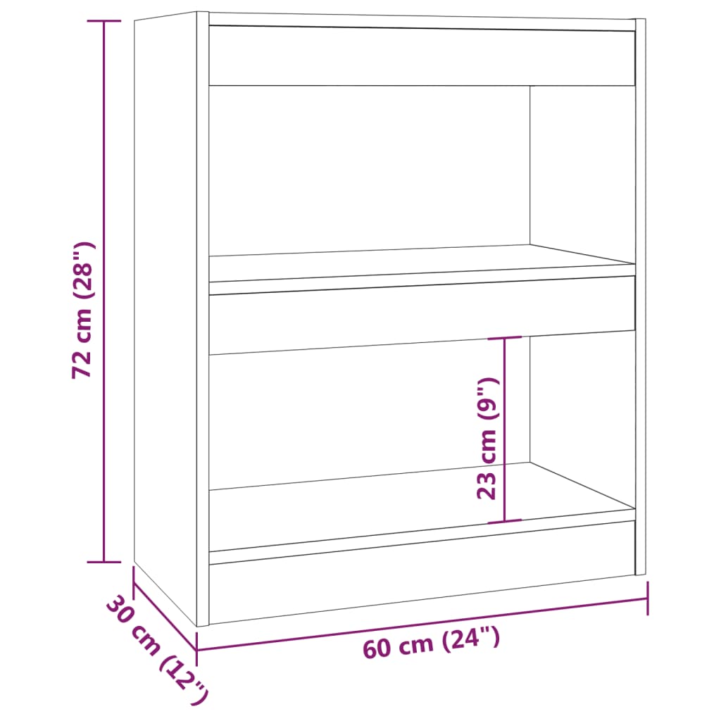 vidaXL Bibliotecă/Separator cameră, stejar fumuriu, 60x30x72 cm, PAL vidaXL Bibliotecă/Separator cameră, stejar fumuriu, 60x30x72 cm, PAL