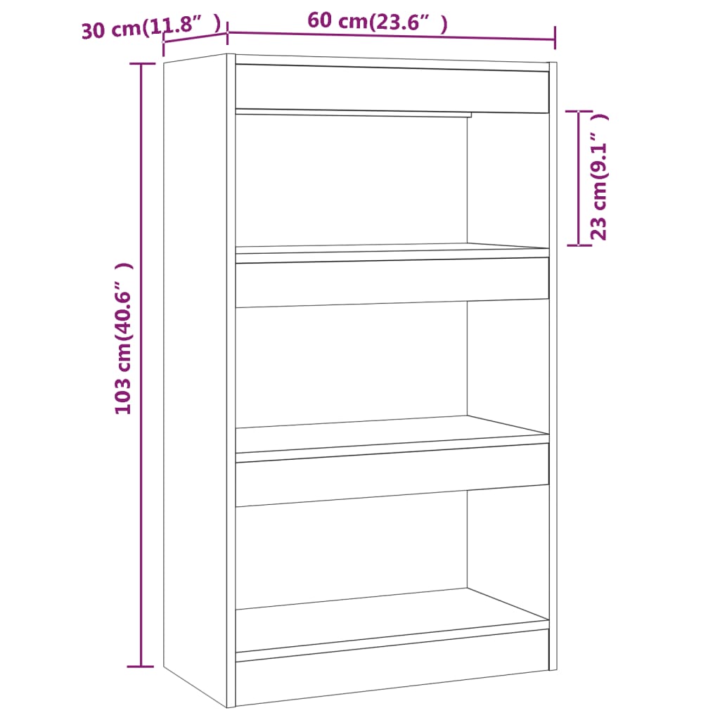 vidaXL Bibliotecă/Separator cameră, stejar fumuriu, 60x30x103 cm PAL vidaXL Bibliotecă/Separator cameră, stejar fumuriu, 60x30x103 cm PAL