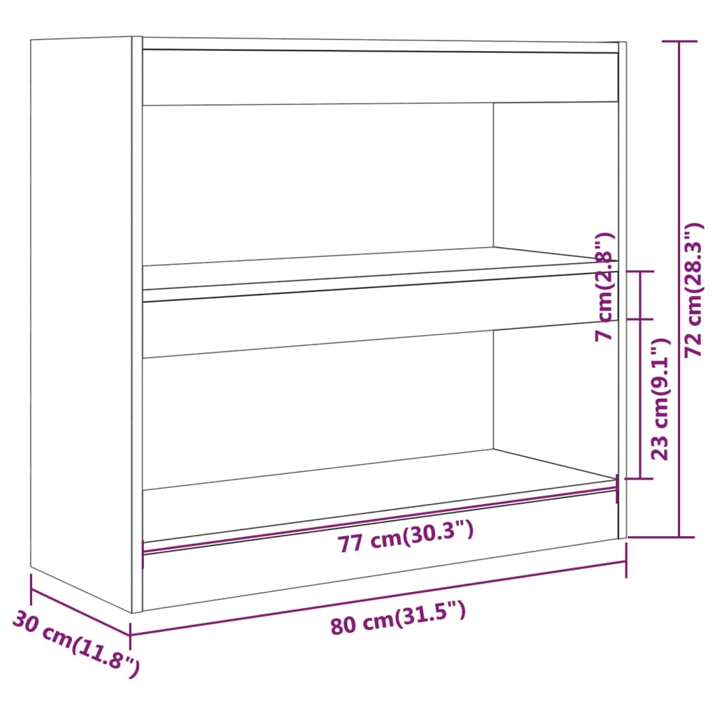 vidaXL Bibliotecă/Separator cameră, stejar fumuriu, 80x30x72 cm, PAL vidaXL Bibliotecă/Separator cameră, stejar fumuriu, 80x30x72 cm, PAL