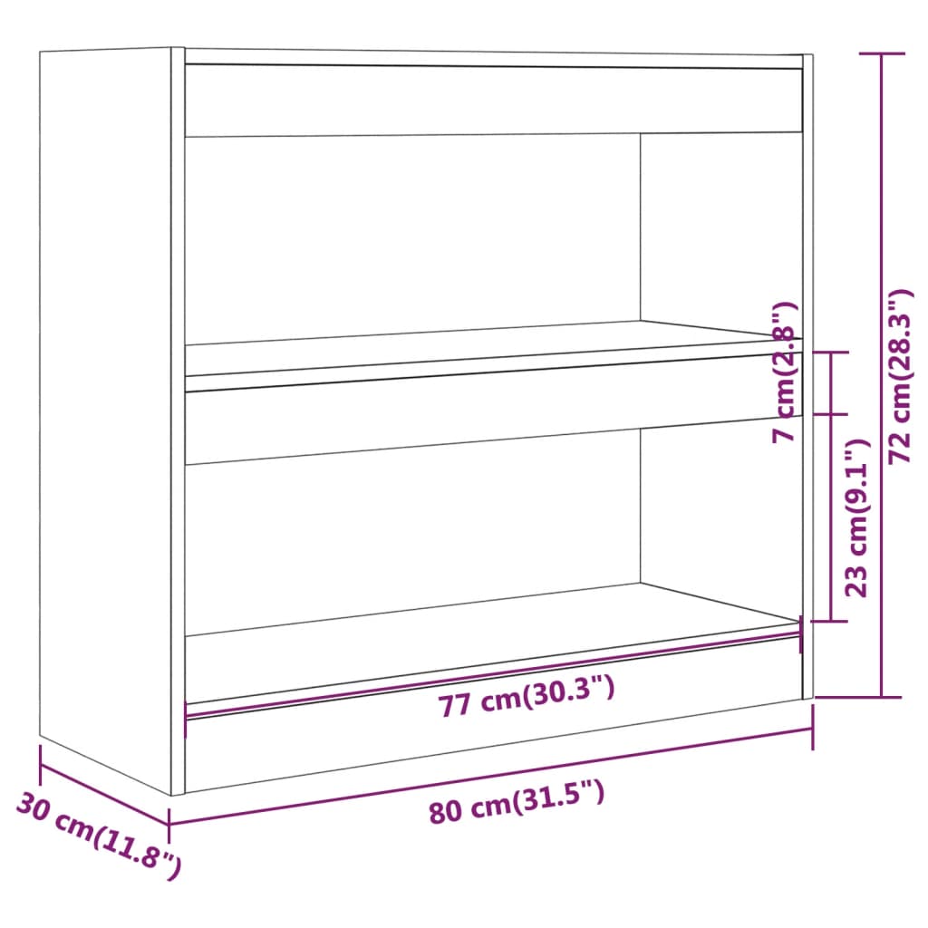 vidaXL Bibliotecă/Separator cameră, stejar maro, 80x30x72 cm, PAL vidaXL Bibliotecă/Separator cameră, stejar maro, 80x30x72 cm, PAL