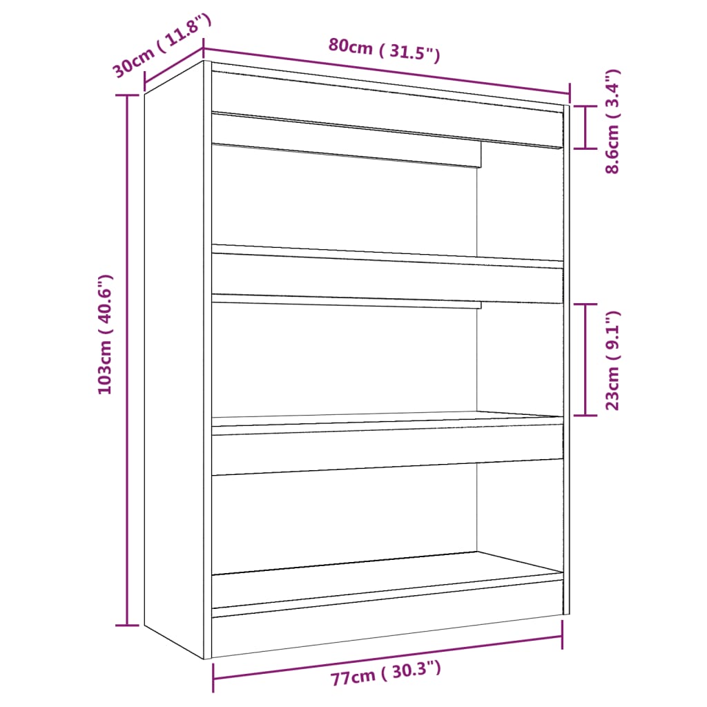 vidaXL Bibliotecă/Separator cameră, stejar, 80x30x103cm, lemn compozit vidaXL Bibliotecă/Separator cameră, stejar, 80x30x103cm, lemn compozit