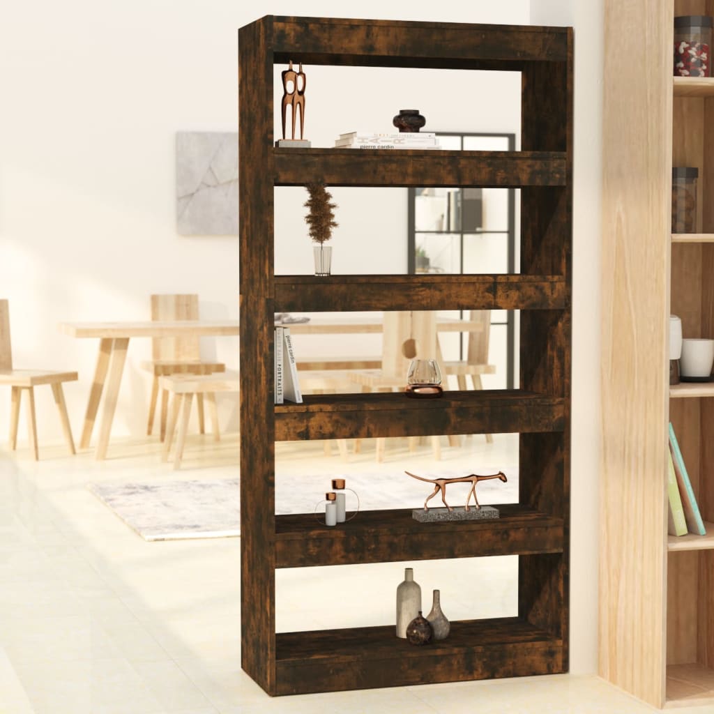 vidaXL Bibliotecă/Separator cameră, stejar fumuriu, 80x30x166 cm, PAL vidaXL Bibliotecă/Separator cameră, stejar fumuriu, 80x30x166 cm, PAL