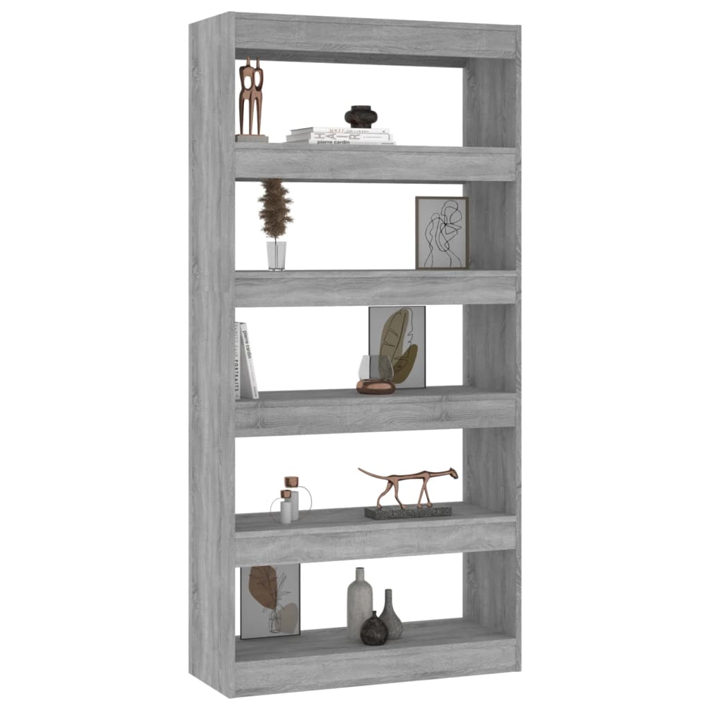 vidaXL Bibliotecă/Separator cameră, gri sonoma, 80x30x166 cm, PAL vidaXL Bibliotecă/Separator cameră, gri sonoma, 80x30x166 cm, PAL
