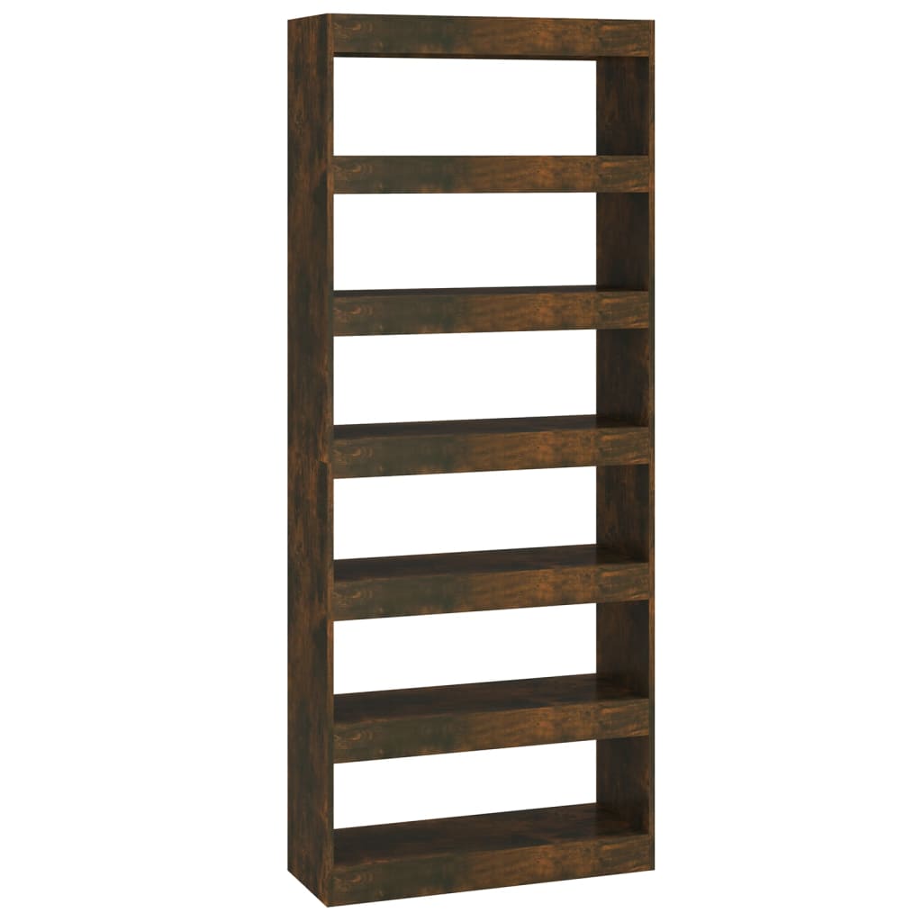 vidaXL Bibliotecă/Separator cameră, stejar afumat, 80x30x198 cm, PAL vidaXL Bibliotecă/Separator cameră, stejar afumat, 80x30x198 cm, PAL