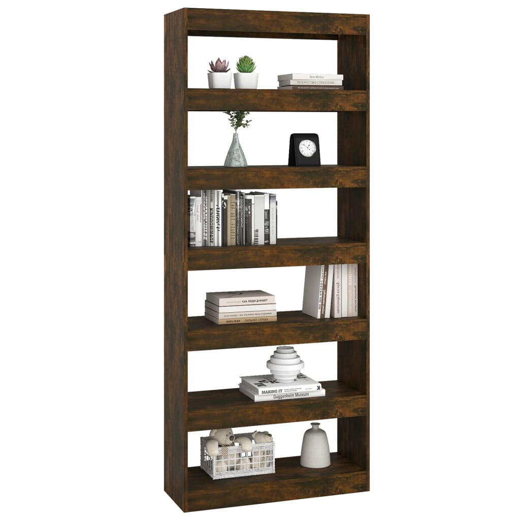 vidaXL Bibliotecă/Separator cameră, stejar afumat, 80x30x198 cm, PAL vidaXL Bibliotecă/Separator cameră, stejar afumat, 80x30x198 cm, PAL
