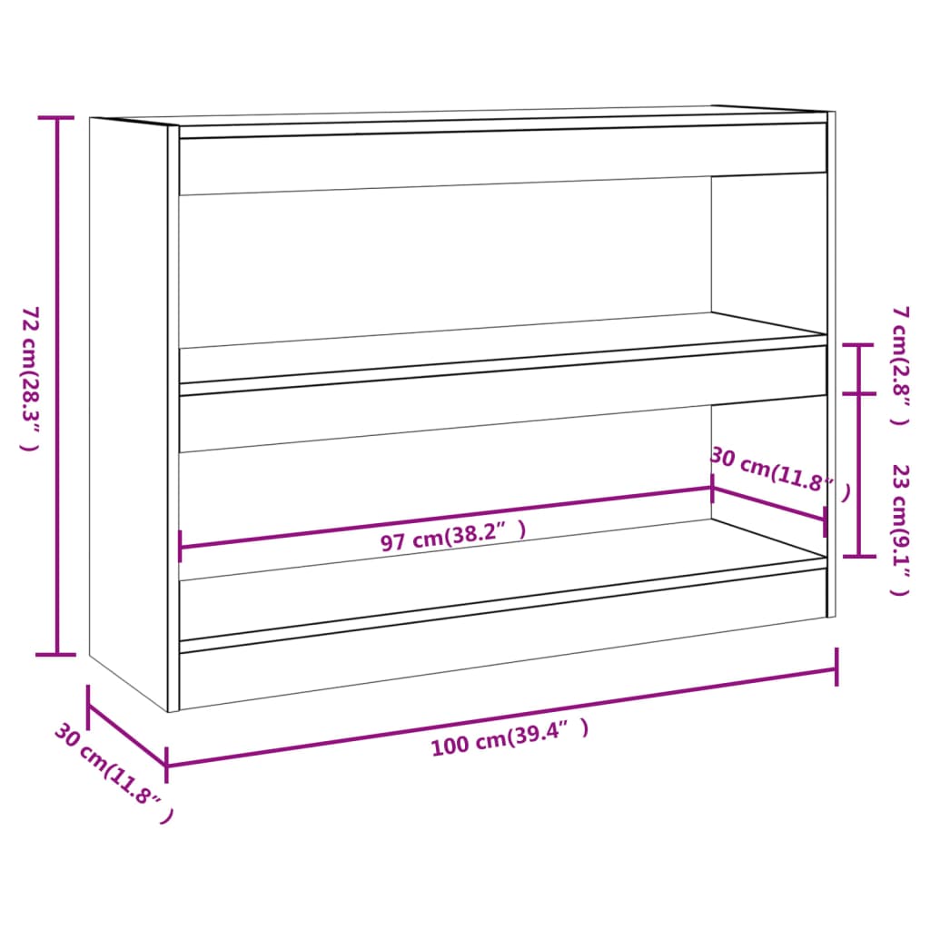 vidaXL Bibliotecă/Separator cameră, stejar fumuriu, 100x30x72 cm vidaXL Bibliotecă/Separator cameră, stejar fumuriu, 100x30x72 cm