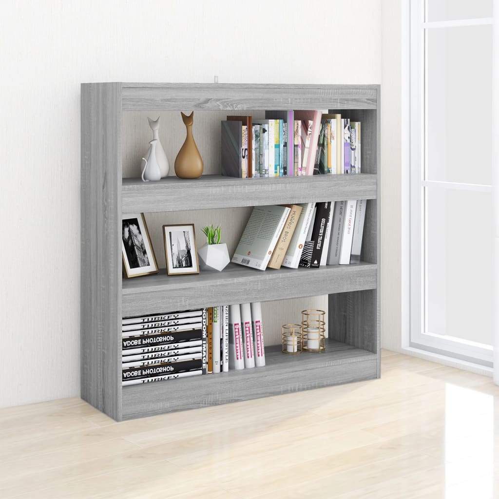 vidaXL Bibliotecă/Separator cameră, gri sonoma, 100x30x103 cm