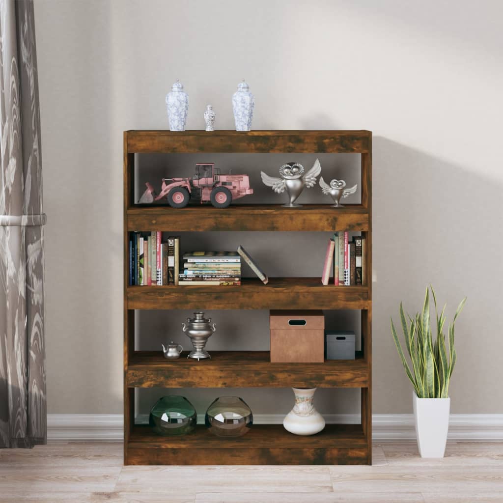 vidaXL Bibliotecă/Separator cameră, stejar fumuriu, 100x30x135 cm vidaXL Bibliotecă/Separator cameră, stejar fumuriu, 100x30x135 cm