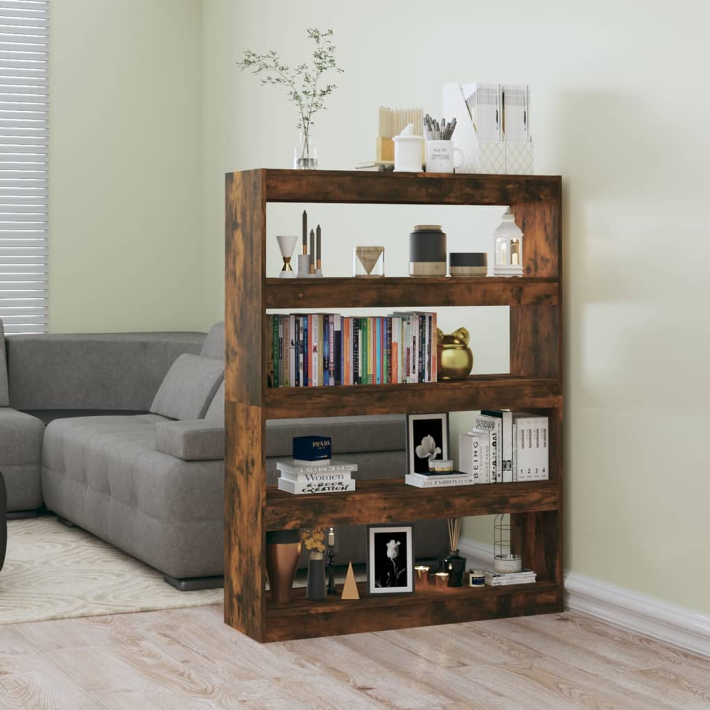 vidaXL Bibliotecă/Separator cameră, stejar fumuriu, 100x30x135 cm vidaXL Bibliotecă/Separator cameră, stejar fumuriu, 100x30x135 cm