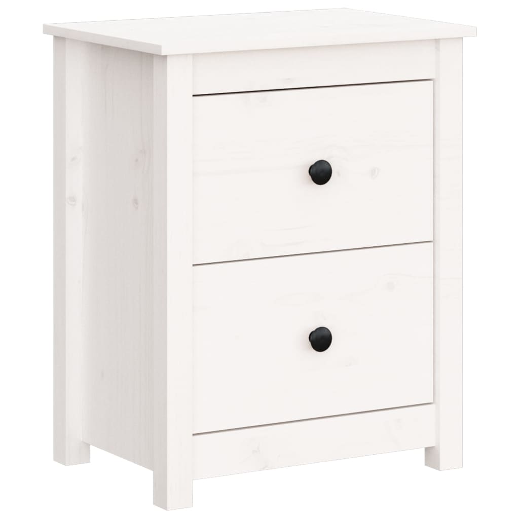 vidaXL Noptiere, 2 buc., alb, 50x35x61,5 cm, lemn masiv de pin