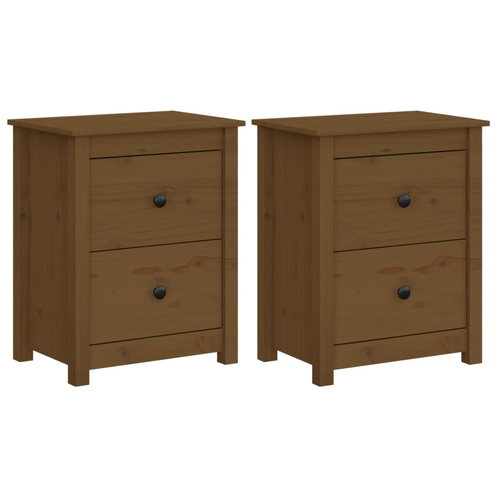 vidaXL Noptiere, 2 buc, maro miere, 50x35x61,5 cm, lemn masiv de pin