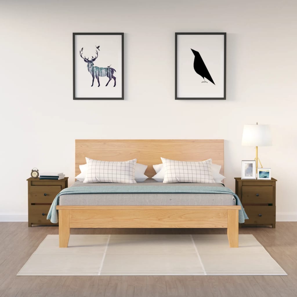 vidaXL Noptiere, 2 buc, maro miere, 50x35x61,5 cm, lemn masiv de pin