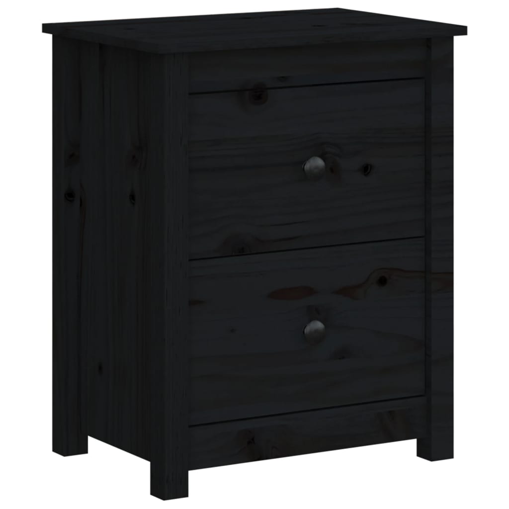 vidaXL Noptiere, 2 buc., negru, 50x35x61,5 cm, lemn masiv de pin vidaXL Noptiere, 2 buc., negru, 50x35x61,5 cm, lemn masiv de pin