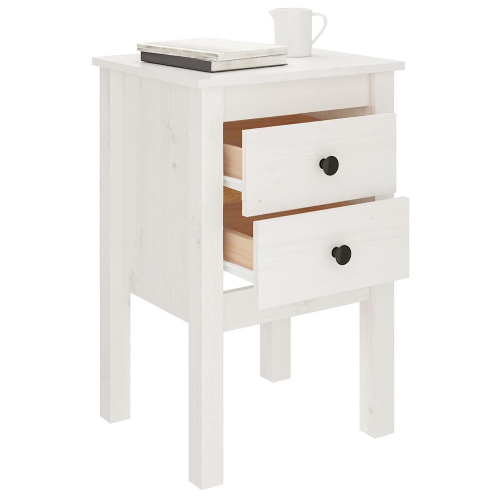 vidaXL Noptiere, 2 buc., alb, 40x35x61,5 cm, lemn masiv de pin