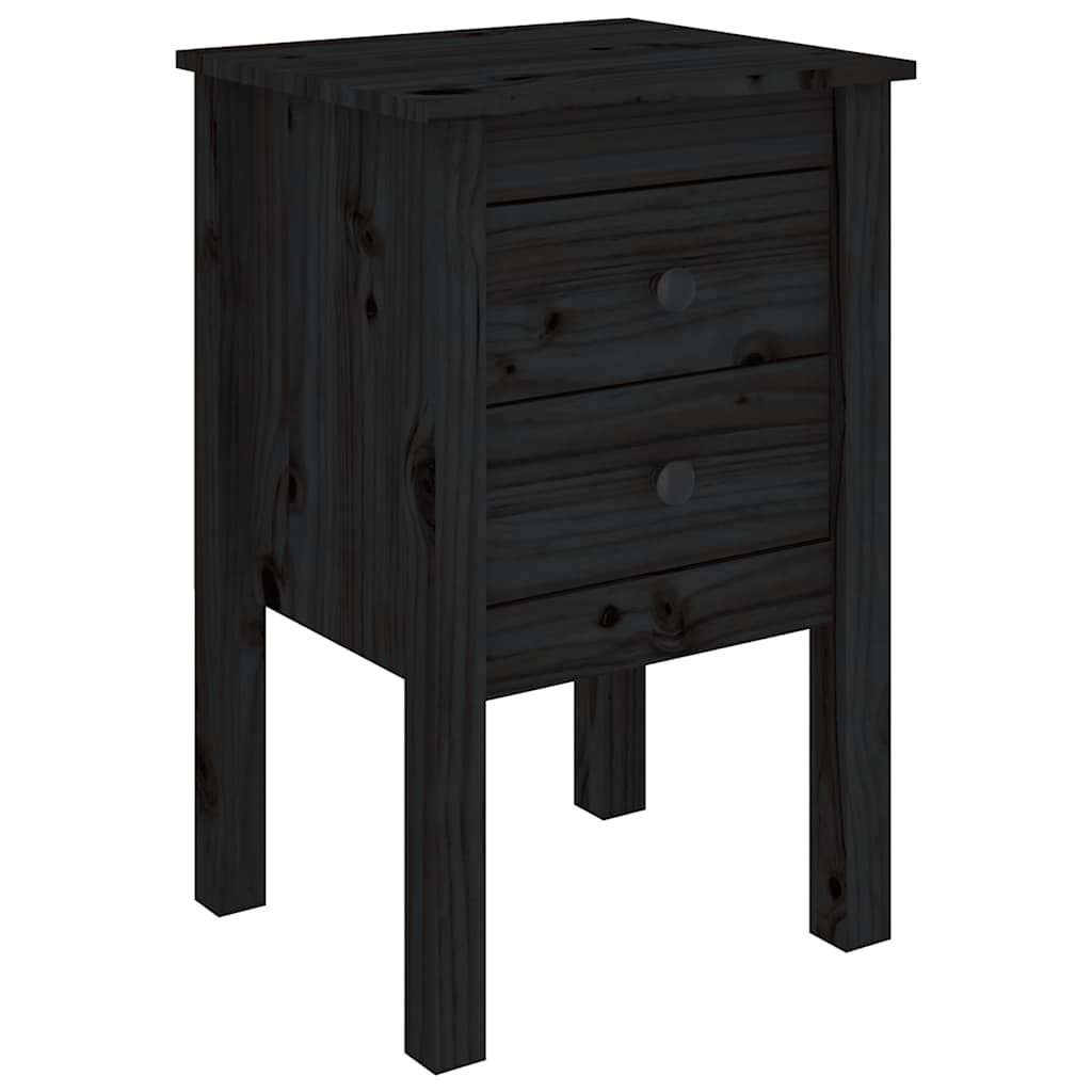 vidaXL Noptiere, 2 buc., negru, 40x35x61,5 cm, lemn masiv de pin vidaXL Noptiere, 2 buc., negru, 40x35x61,5 cm, lemn masiv de pin