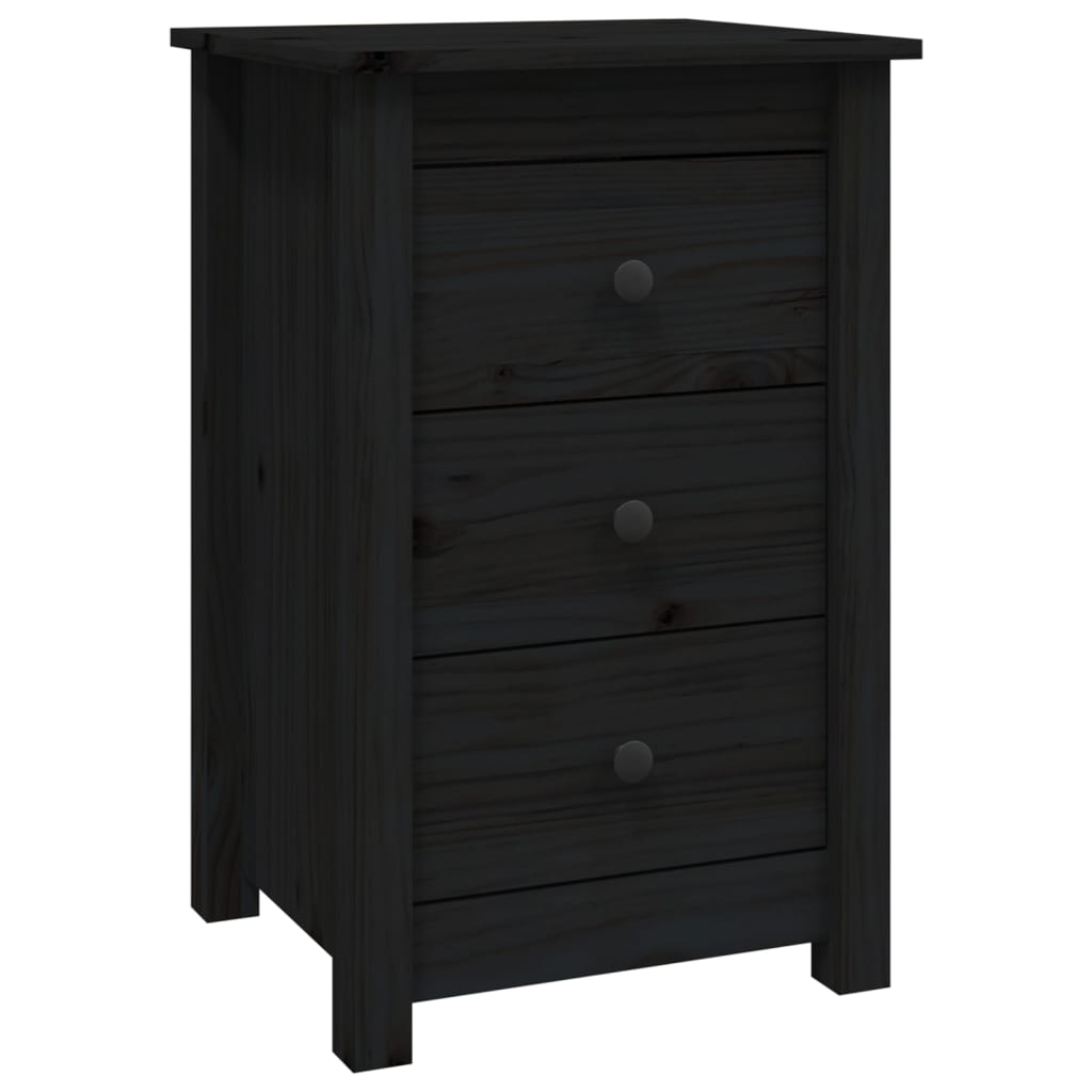vidaXL Noptiere, 2 buc., negru, 40x35x61,5 cm, lemn masiv de pin vidaXL Noptiere, 2 buc., negru, 40x35x61,5 cm, lemn masiv de pin