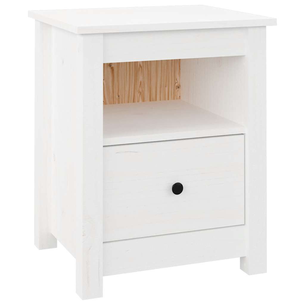 vidaXL Noptiere, 2 buc., alb, 40x35x49 cm, lemn masiv de pin