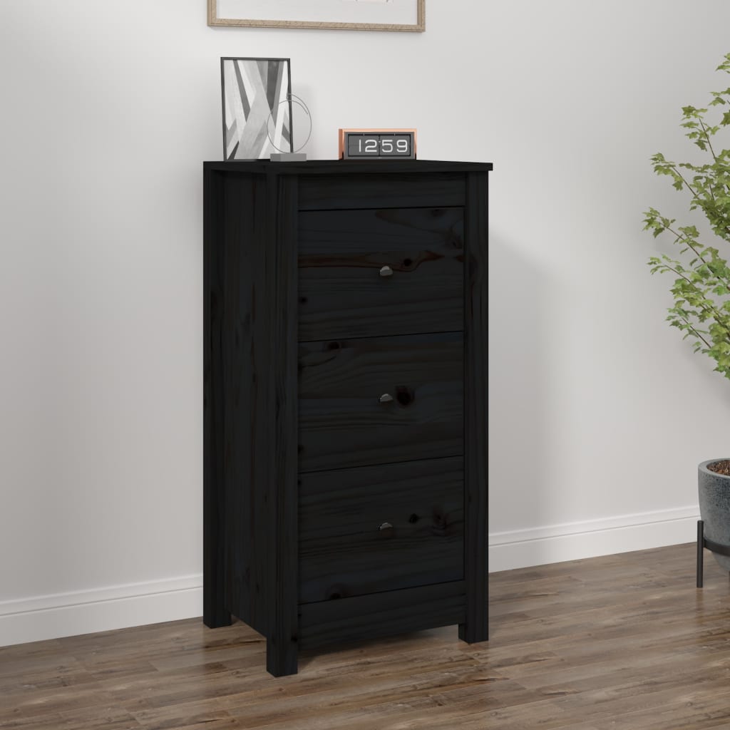 vidaXL Servantă, negru, 40x35x80 cm, lemn masiv de pin vidaXL Servantă, negru, 40x35x80 cm, lemn masiv de pin