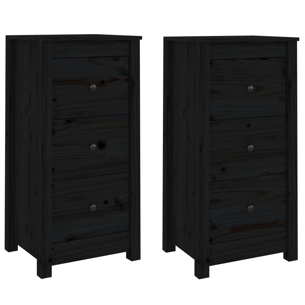 vidaXL Servante, 2 buc., negru, 40x35x80 cm, lemn masiv de pin