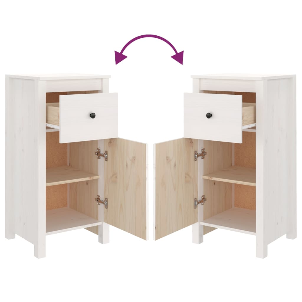 vidaXL Servante, 2 buc., alb, 40x35x80 cm, lemn masiv de pin