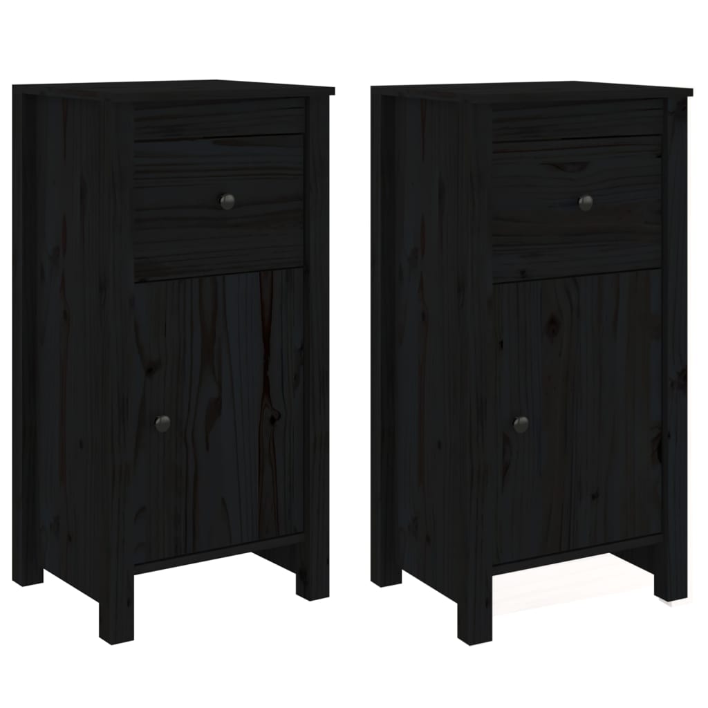vidaXL Servante, 2 buc., negru, 40x35x80 cm, lemn masiv de pin vidaXL Servante, 2 buc., negru, 40x35x80 cm, lemn masiv de pin