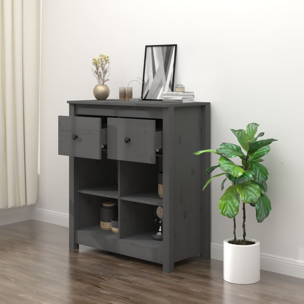 vidaXL Servantă, gri, 70x35x80 cm, lemn masiv de pin