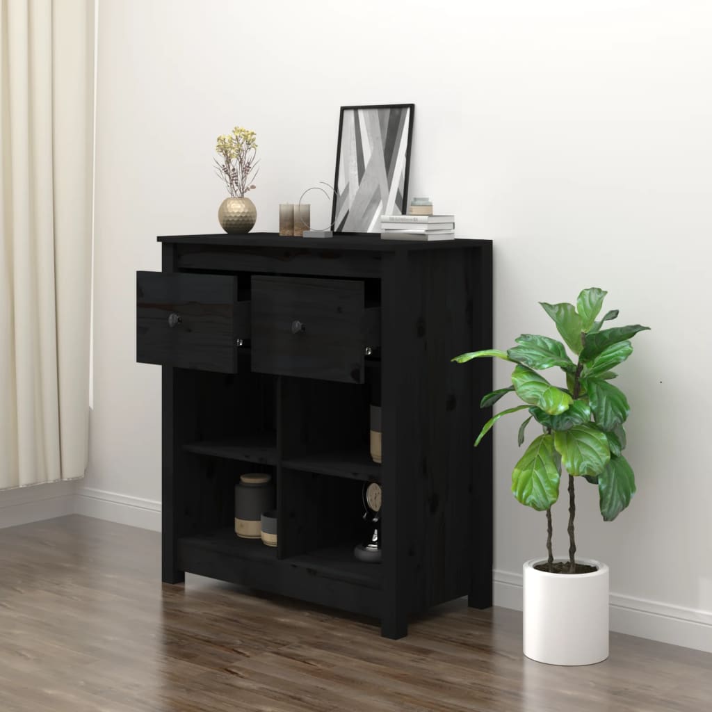vidaXL Servantă, negru, 70x35x80 cm, lemn masiv de pin vidaXL Servantă, negru, 70x35x80 cm, lemn masiv de pin