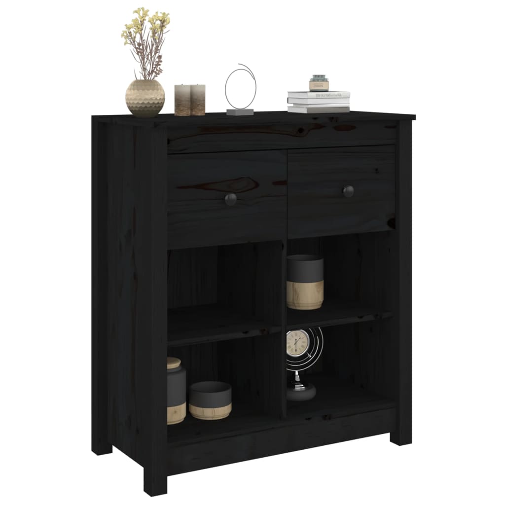 vidaXL Servantă, negru, 70x35x80 cm, lemn masiv de pin vidaXL Servantă, negru, 70x35x80 cm, lemn masiv de pin