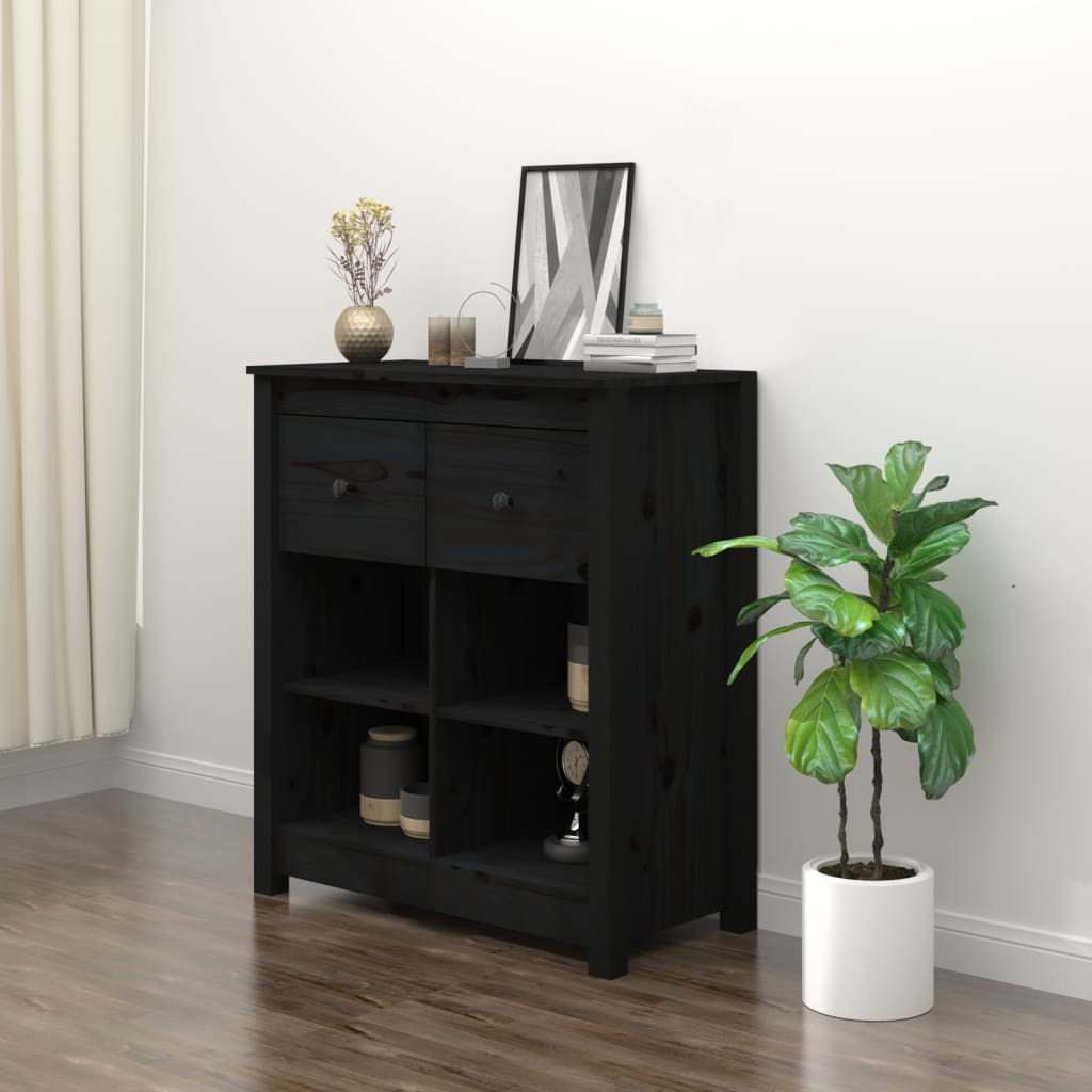 vidaXL Servantă, negru, 70x35x80 cm, lemn masiv de pin vidaXL Servantă, negru, 70x35x80 cm, lemn masiv de pin
