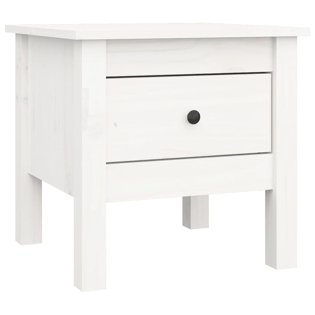 vidaXL Mese laterale, 2 buc., alb, 40x40x39 cm, lemn masiv de pin