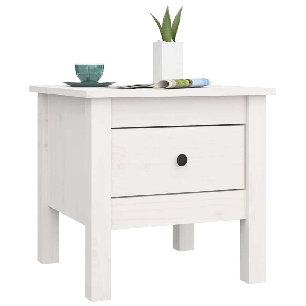 vidaXL Mese laterale, 2 buc., alb, 40x40x39 cm, lemn masiv de pin