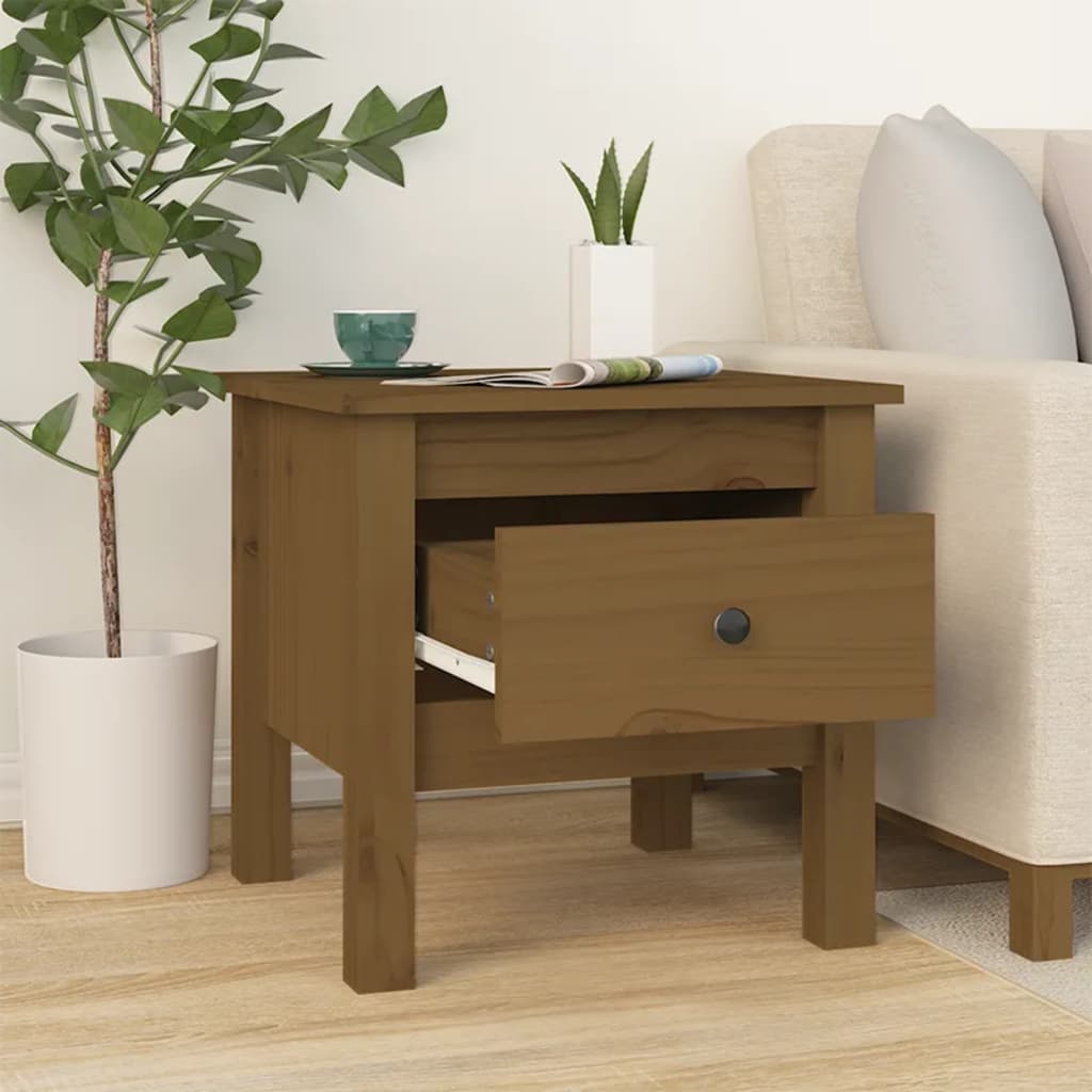 vidaXL Mese laterale 2 buc. maro miere 40x40x39 cm lemn masiv de pin