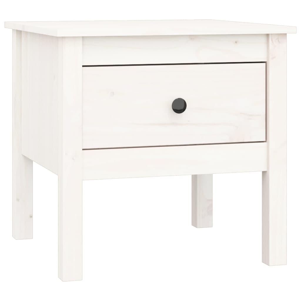 vidaXL Masă laterală, alb, 50x50x49 cm, lemn masiv de pin vidaXL Masă laterală, alb, 50x50x49 cm, lemn masiv de pin