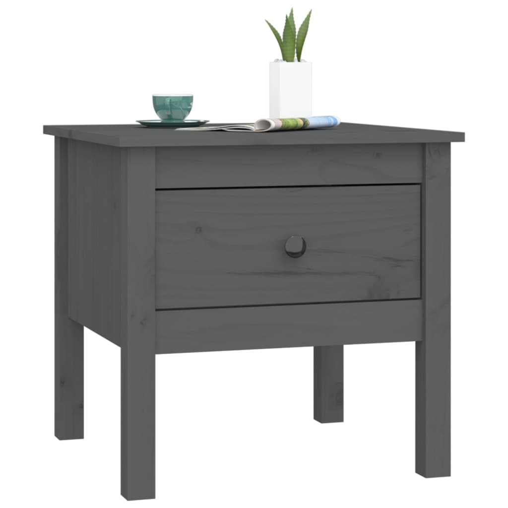 vidaXL Mese laterale, 2 buc., gri, 50x50x49 cm, lemn masiv de pin