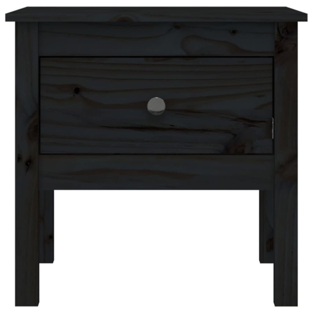 vidaXL Masă laterală, negru, 50x50x49 cm, lemn masiv de pin vidaXL Masă laterală, negru, 50x50x49 cm, lemn masiv de pin
