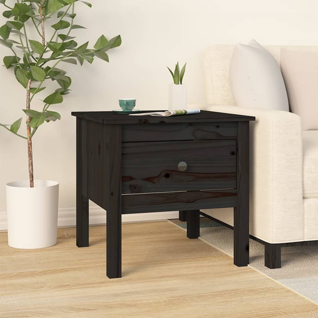 vidaXL Mese laterale, 2 buc., negru, 50x50x49 cm, lemn masiv de pin