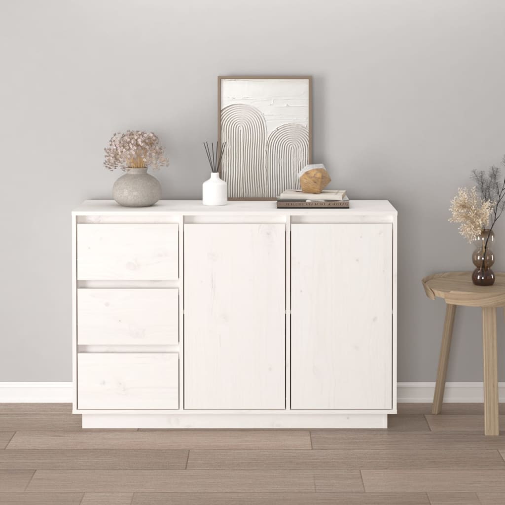 vidaXL Servantă, alb, 111x34x75 cm, lemn masiv de pin