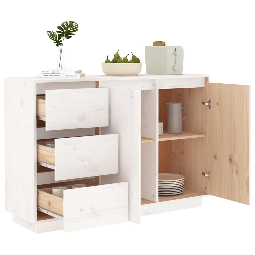 vidaXL Servantă, alb, 111x34x75 cm, lemn masiv de pin