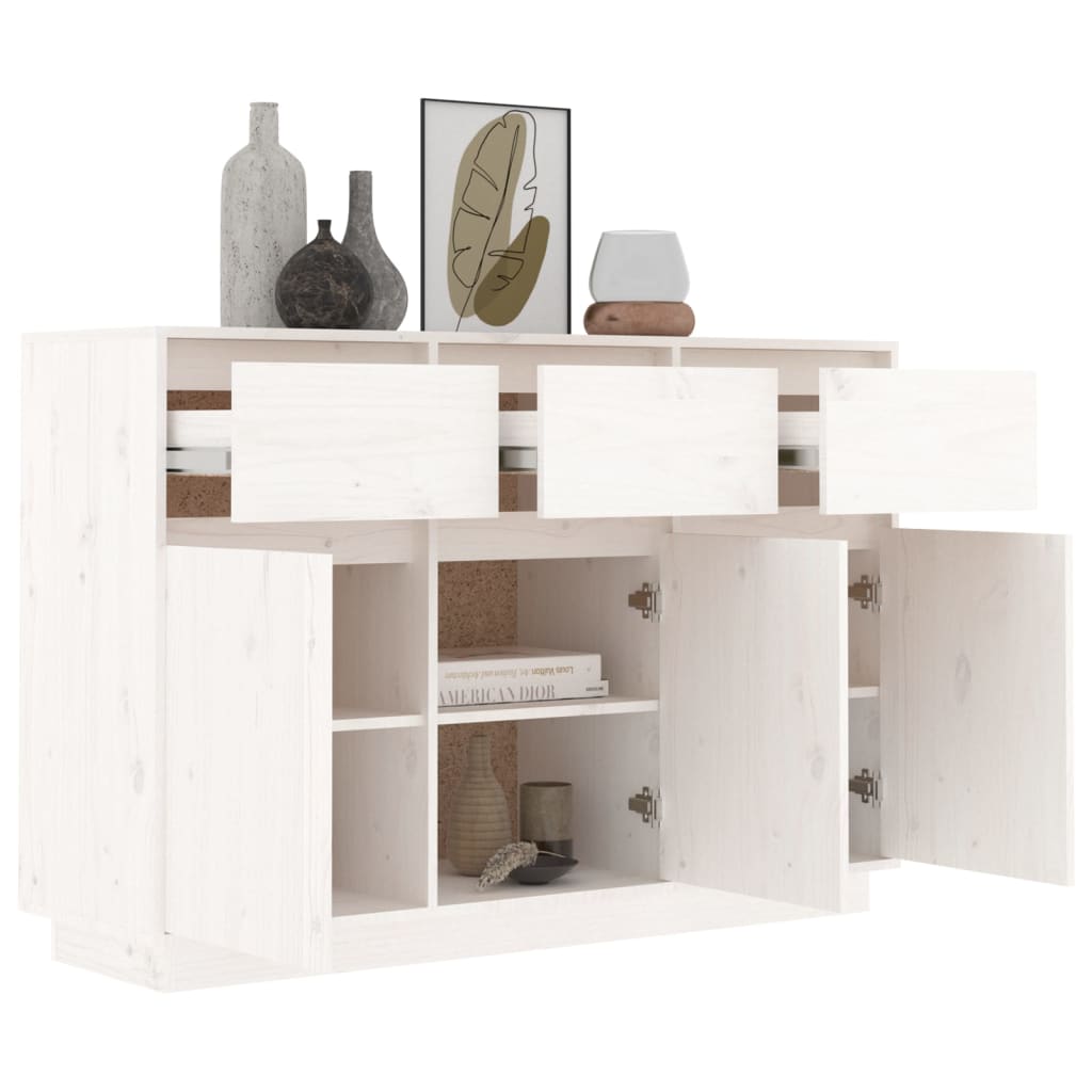 vidaXL Servantă, alb, 110x34x75 cm, lemn masiv de pin