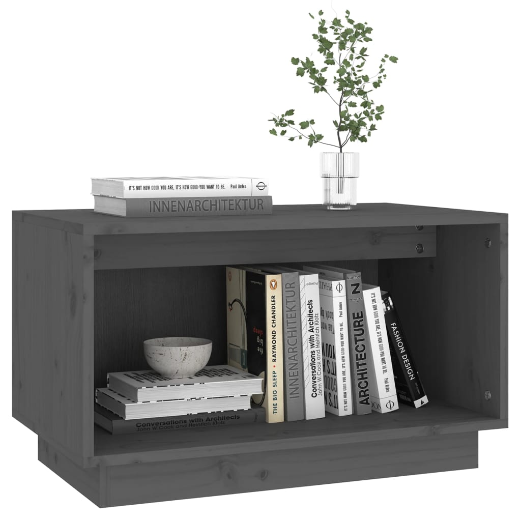 vidaXL Comodă TV, gri, 60x35x35 cm, lemn masiv de pin vidaXL Comodă TV, gri, 60x35x35 cm, lemn masiv de pin