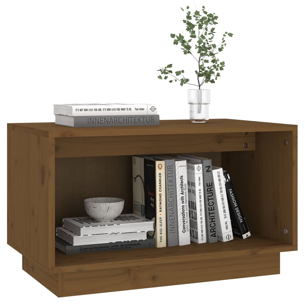 vidaXL Comodă TV, maro miere, 60x35x35 cm, lemn masiv de pin vidaXL Comodă TV, maro miere, 60x35x35 cm, lemn masiv de pin