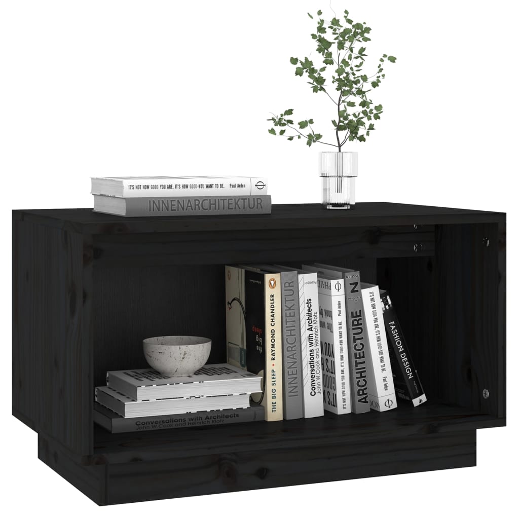 vidaXL Comodă TV, negru, 60x35x35 cm, lemn masiv de pin