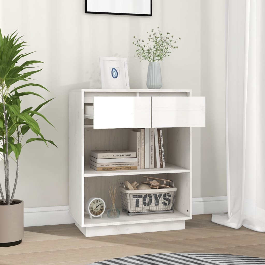 vidaXL Dulap consolă, alb, 60x34x75 cm, lemn masiv de pin vidaXL Dulap consolă, alb, 60x34x75 cm, lemn masiv de pin