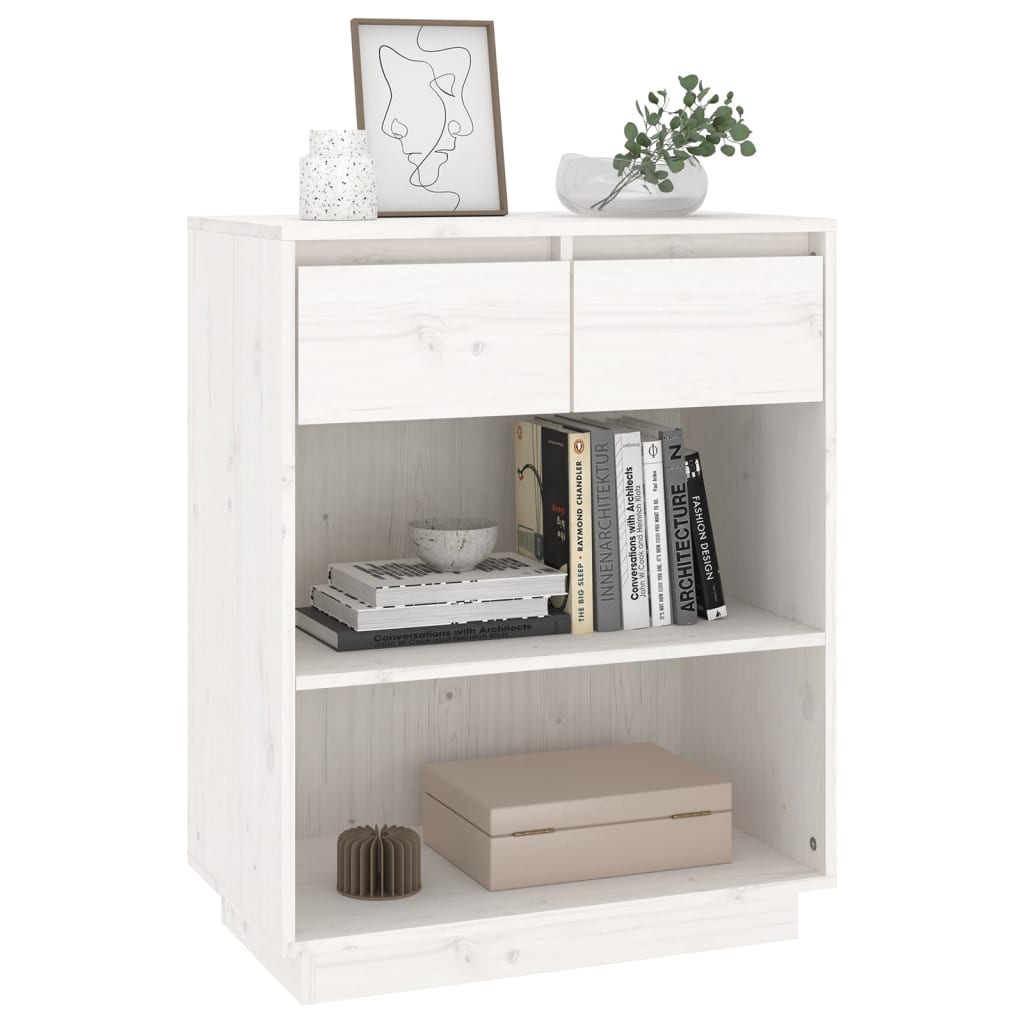 vidaXL Dulap consolă, alb, 60x34x75 cm, lemn masiv de pin vidaXL Dulap consolă, alb, 60x34x75 cm, lemn masiv de pin